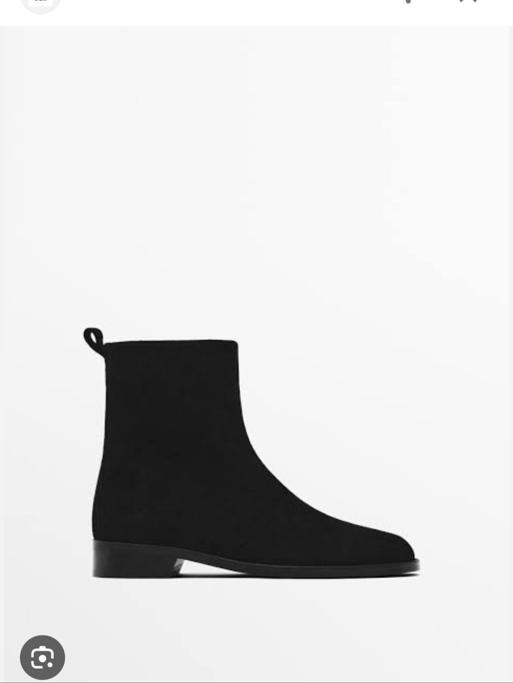 Massimo Dutti Black Suede Flat Split Ankle Boots Size 36